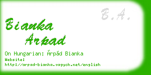 bianka arpad business card