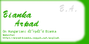 bianka arpad business card